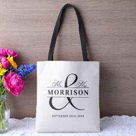 Bolsa Tote Sr. Monograma Black White Wedding