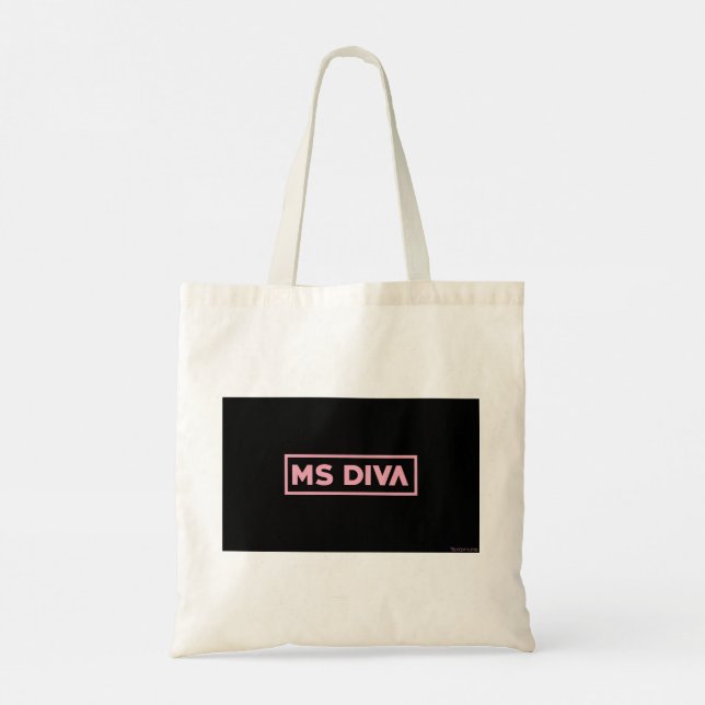 Bolsa Tote Sra. diva tote bag para venda. (Verso)