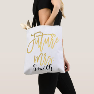 Bolsa Tote Sra. futura Dourado Personalized Casamento Noivado