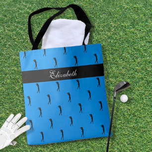 Bolsa Tote Sra. Golfeira Moderna Azul Nome Personalizado 