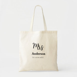 Bolsa Tote Sra. recém-casada esposa noiva, nome da noiva, ano