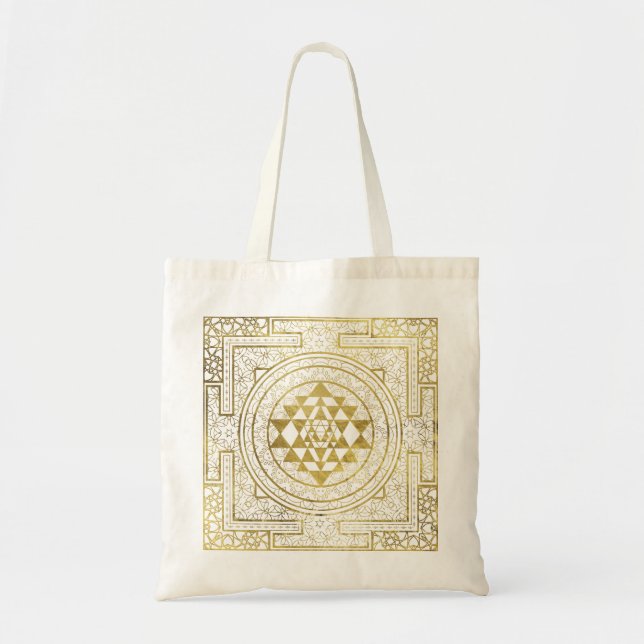 Bolsa Tote Sri Dourado Yantra/Sri Chakra (Frente)