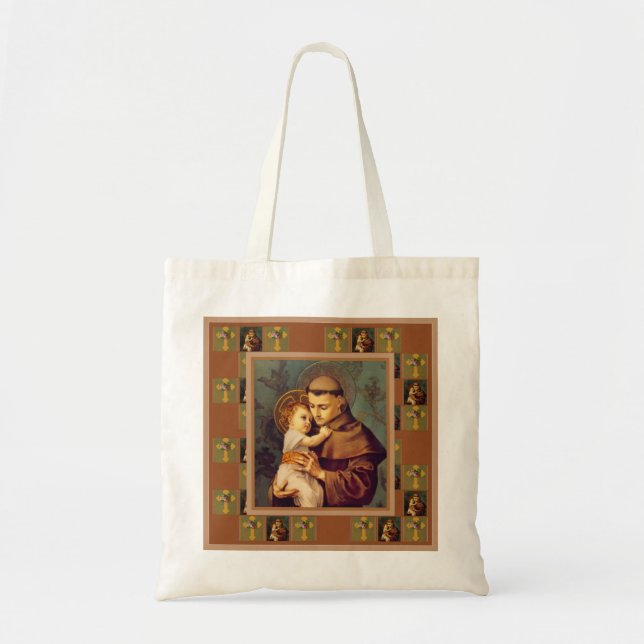 Bolsa Tote St Anthony de Pádua com bebê Jesus (Frente)