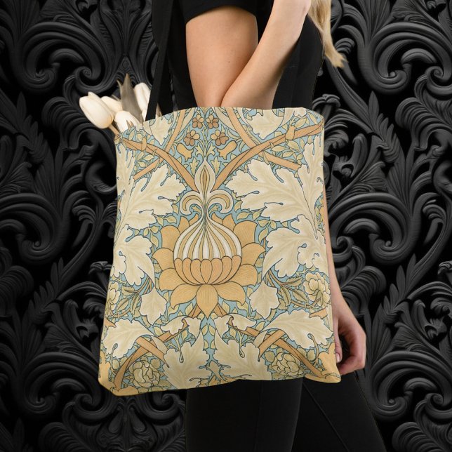 Bolsa Tote St. James por William Morris, Folhas de Acanto (St. James by William Morris, Vintage Victorian Textile Pattern All-Over-Print Tote Bag)