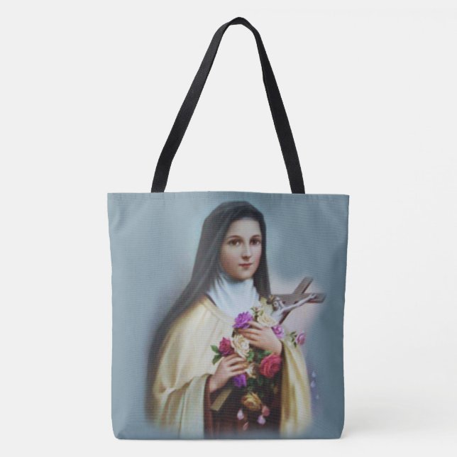 Bolsa Tote St. Therese da criança Jesus pouca flor (Frente)