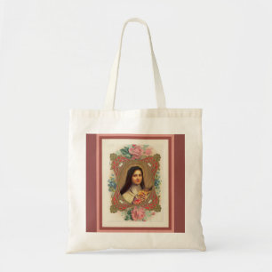 Bolsa Tote St. Therese o crucifixo pequeno dos rosas da flor