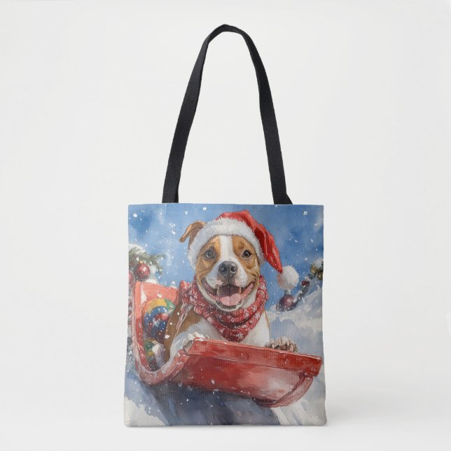 Bolsa Tote Staffordshire Americana no Natal de Sledge (Frente)