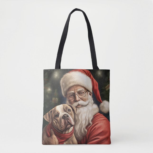 Bolsa Tote Staffordshire Americana no Natal do Papai Noel (Frente)