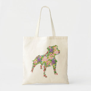 Bolsa Tote Staffordshire Bull Terrier Floral