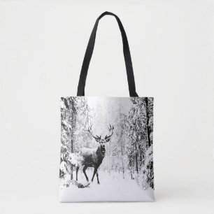 Bolsa Tote Stag Deer Winter Forest Willife Animal Nature art