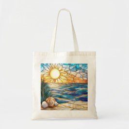 Bolsa Tote Stained Glass Beach Sunset Tote Bag