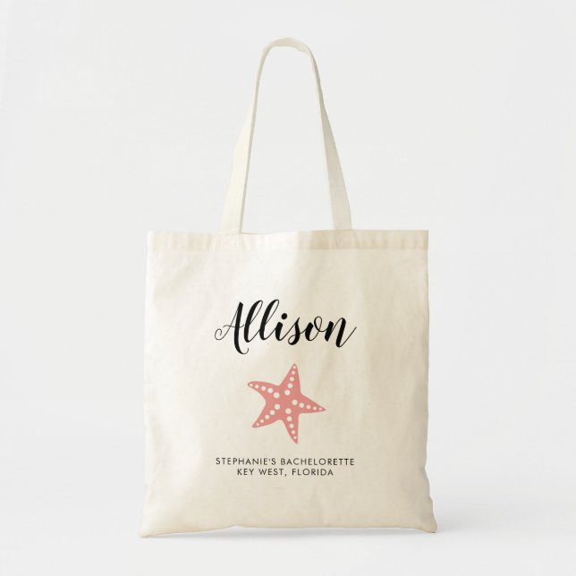 Bolsa Tote Starfish Bridesmaid Tote Bag para Casamento, rosa (Frente)