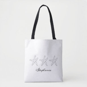 Bolsa Tote Starfish Monograma preto branco-branco-claro Bonit