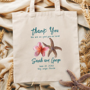 Bolsa Tote Starfish n Plumeria Welcome Wedding Bag