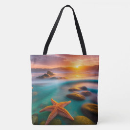 Bolsa Tote Starfish na praia no Dawn