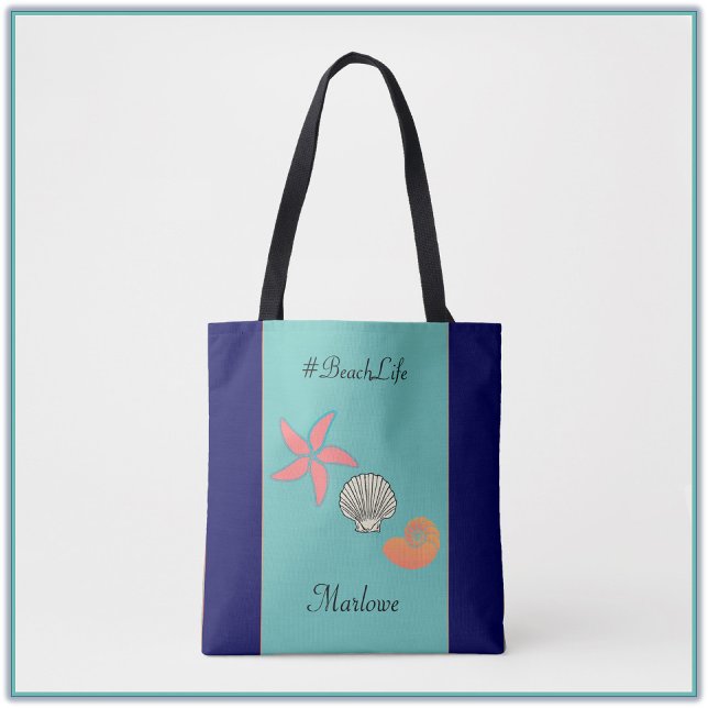 Bolsa Tote Starfish tropical e conchas Ocean Beach Life (Criador carregado)