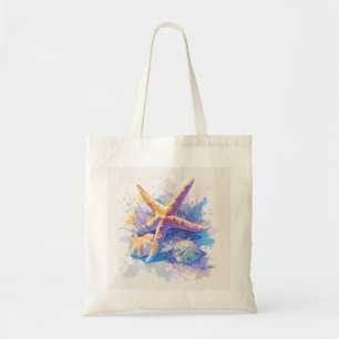 Bolsa Tote Starfish Watercolor Beach Tote Bag