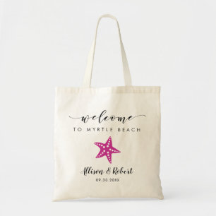 Bolsa Tote Starfish Weding Bag, Praia, Fuchsia Rosa