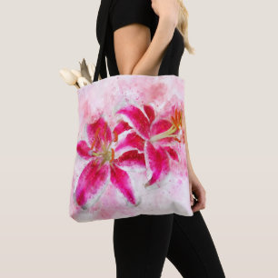 Bolsa Tote Stargazer Lily Flor Watercolor - wb 03