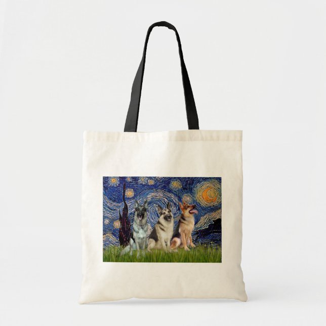 Bolsa Tote Starry Night - 3 German shepherd (Frente)