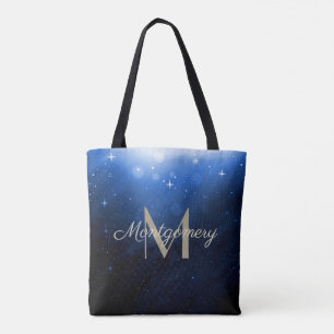 Bolsa Tote Starry Night Sky, Dourada Flor de Vinha Monograma/