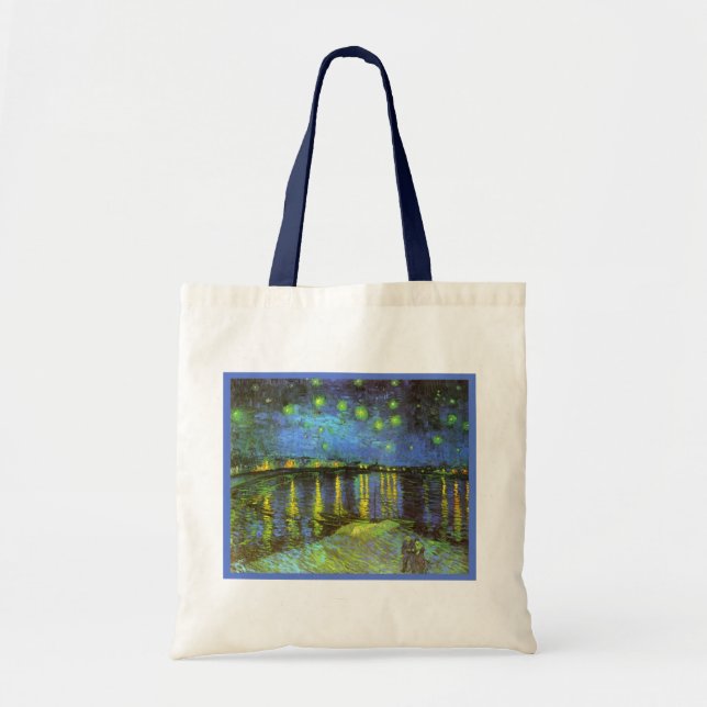 Bolsa Tote Starry Night sobre o rio Rhone Van Gogh (Frente)