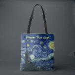 Bolsa Tote Starry Night Vincent van Gogh Impressionista Art<br><div class="desc">Vincent van Gogh (holandês, 1853 - 1890) Starry Night, 1889, Oil on canvas Unframed: 73 × 92 cm (28, 7 × 36, 2 pol) Esta pintura mostra a vista da janela virada para leste da sala de asilo de Van Gogh na Santo-Rémy-de-Provence Ele acrescentou uma vila idealizada. Está na coleção...</div>