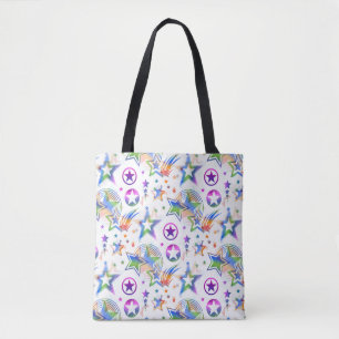 Bolsa Tote Stars Tattoo um padrão perfeito colorido + suas id