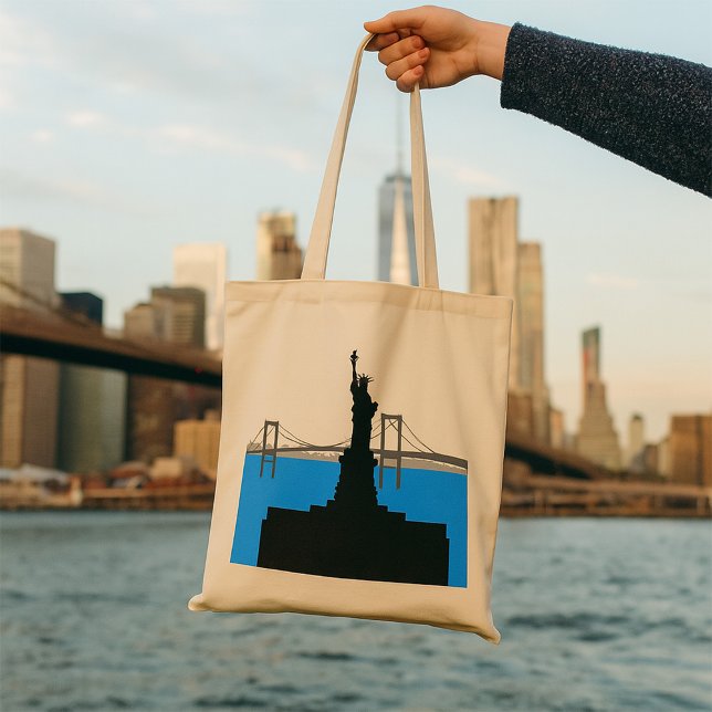 Bolsa Tote Statue of Liberty Silhouette New York Skyline (Criador carregado)
