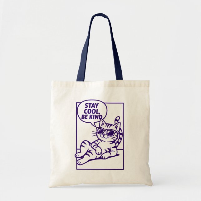Bolsa Tote Stay Cool Be Kind Chill Cat Positivity (Frente)