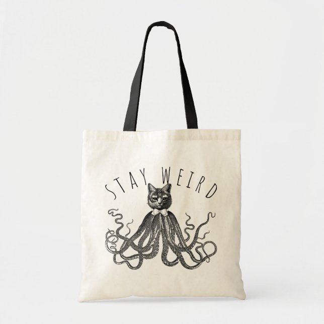 Bolsa Tote Stay Weird Catopus Cat and Octopus Mashup (Frente)