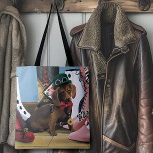 Bolsa Tote Steampunk Dachshund Calçados Boot Vitoriano
