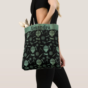 Bolsa Tote Steampunk Verdigris Bronze Balões de Bronze Nome 