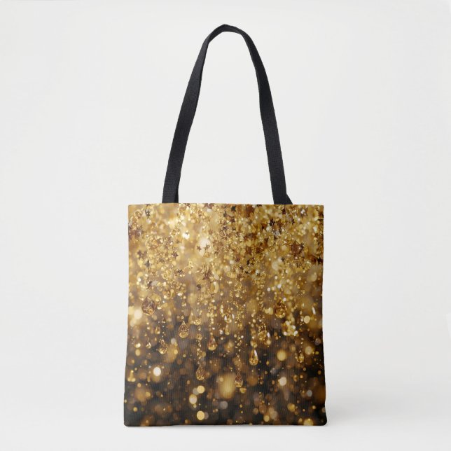 Bolsa Tote Step Out in Style With Golden Sparkles on Your (Frente)