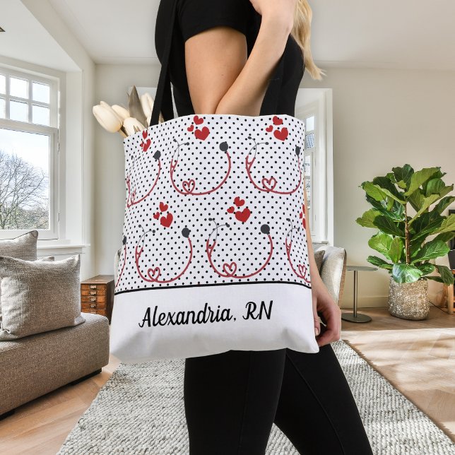 Bolsa Tote Stethoscopes, Hearts e Pontos Signature (Criador carregado)