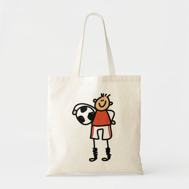 Bolsa Tote Stick Figure Soccer Boy Football Player (Frente)