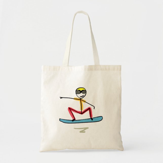 Bolsa Tote Stickman de Snowboarding (Frente)