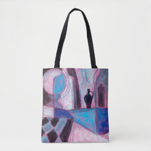 Bolsa Tote Still life painting/drawing of stylized bottlespai