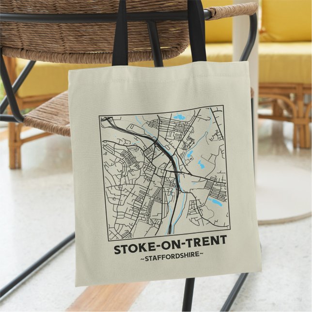 Bolsa Tote Stoke-on-Trent City Map Tote Bag (Criador carregado)