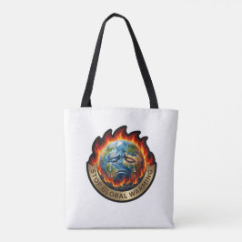 Bolsa Tote Stop Global Warming Crying Earth Flame Environment