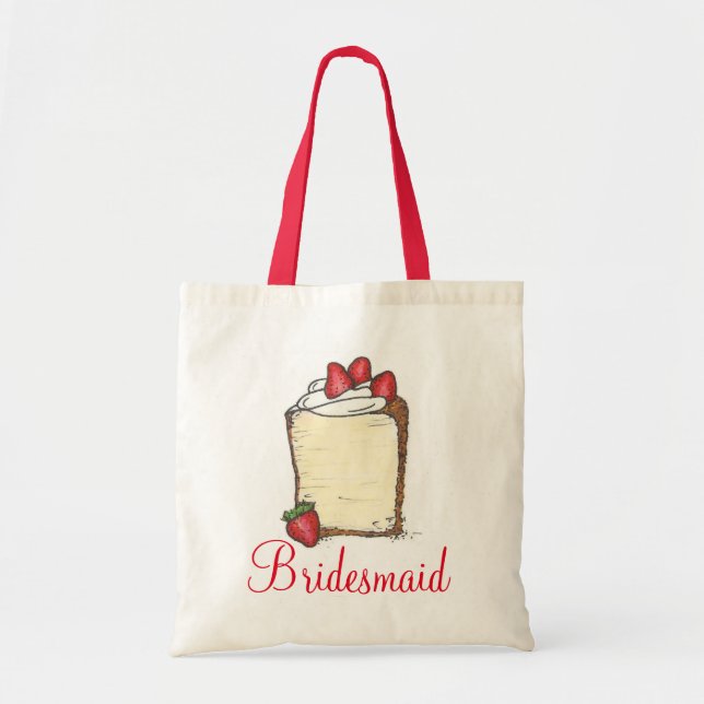 Bolsa Tote Strawberry Angel Comida Casamento Cake Bridesmaid  (Frente)