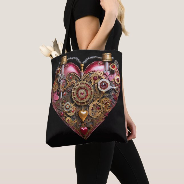 Bolsa Tote Streampunk Heart Ruby Valentine (Close Up)