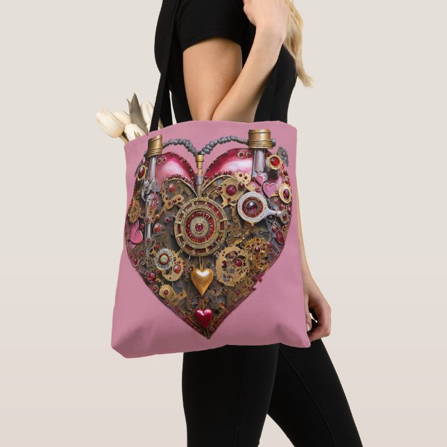 Bolsa Tote Streampunk Heart Ruby Valentine (Close Up)