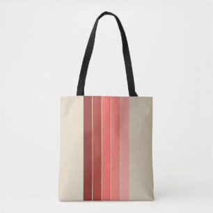 Bolsa Tote Stripes de bege rosa vermelho coral