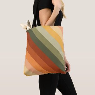 BOLSA TOTE STRIPES DE DIAGONAL AMARELO DE LARANJA VERDE VERME
