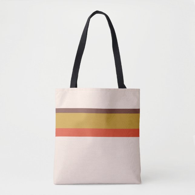 Bolsa Tote Stripes design natural cor-de-rosa-amarelo (Frente)