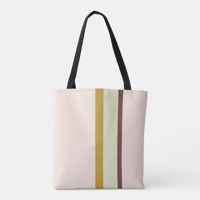 Bolsa Tote Stripes design natural, cor-de-rosa, verde (Verso)