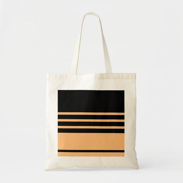 Bolsa Tote Stripes Horizontais do Terracotta Preto (Frente)