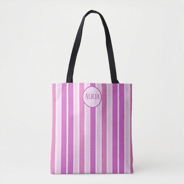 Bolsa Tote Stripes Rosa e Fúchsia (Frente)