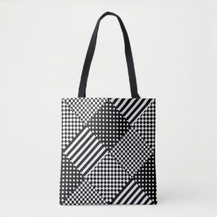 Bolsa Tote Stripes Verificar Bolinhas Mistura de Design de de
